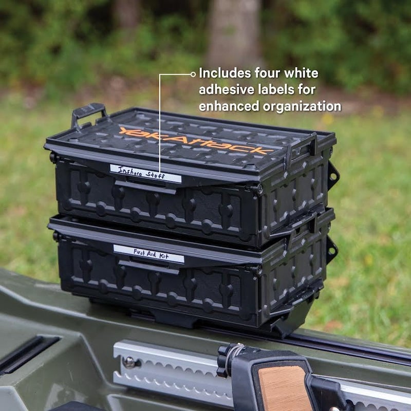 YakAttack TracPak Black Combo Kit – 2 Stackable Kayak Storage Boxes with Quick Release Track Mount Base | Kayak Crate System for Fishing Gear & Tackle Accessories | Compact Kayaking Storage Box - Image 2